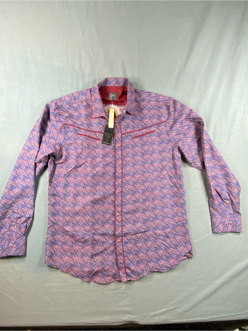 Niko Milano Men's Purple & Pink Patterned Long-Sleeve Dress Shirt 2XL